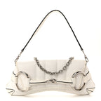 Nappa Vertical Matelasse Medium Maxi Horsebit Chain Shoulder Bag Mystic White
