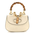 Patent Crystal Mini Bamboo 1947 Top Handle Chain Bag White