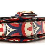 X ADIDAS Shangai Calfskin Web Trefoil Interlocking G Small Horsebit 1955 Shoulder Bag Red White Blue
