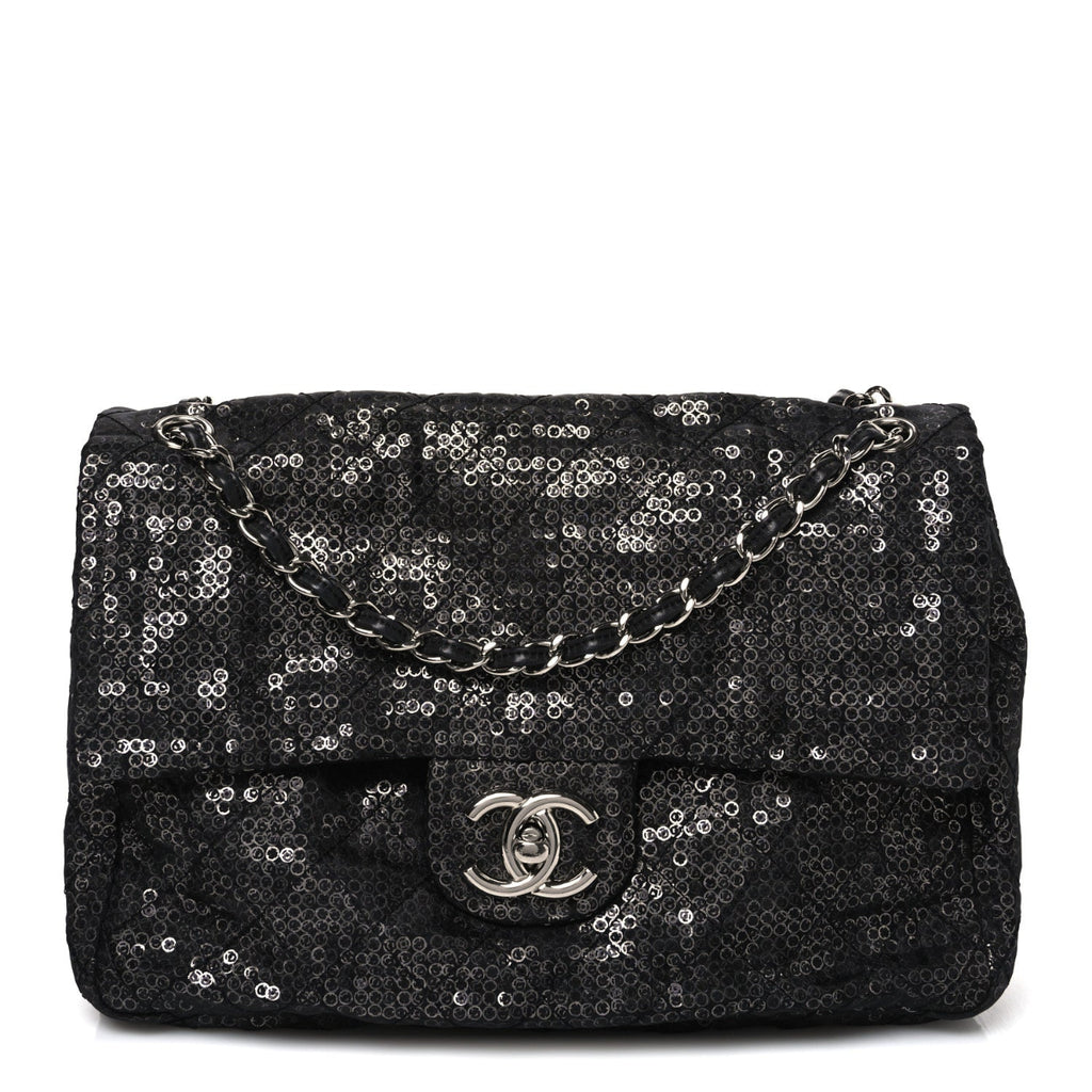 Hidden Sequin Maxi Flap Black