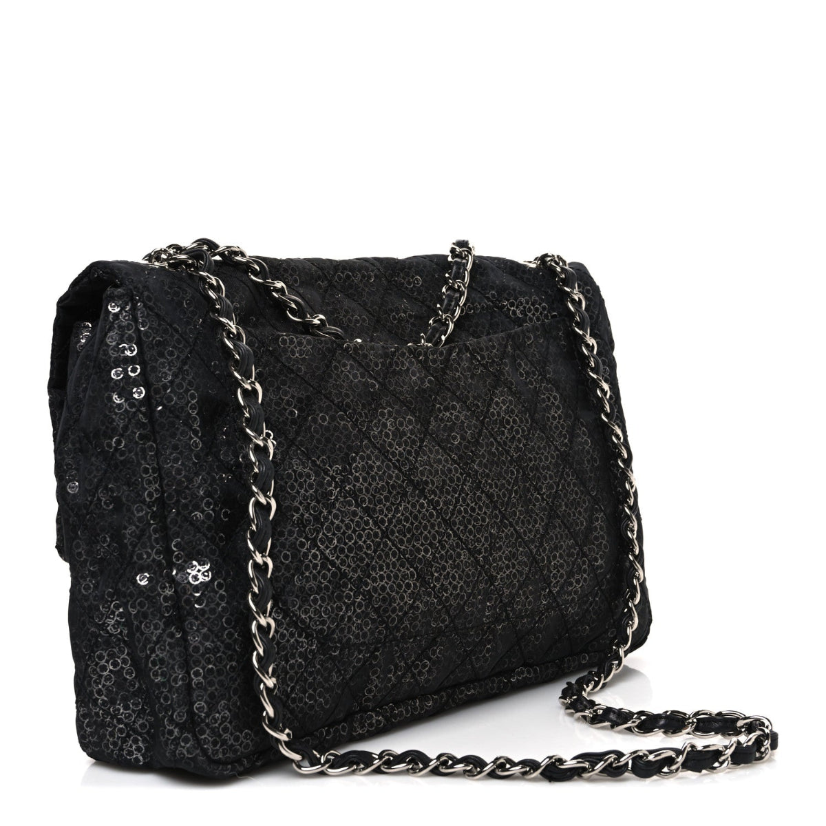Hidden Sequin Maxi Flap Black