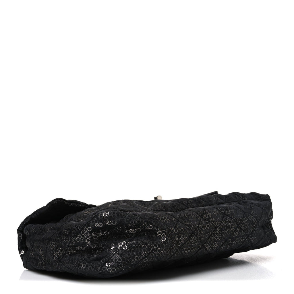 Hidden Sequin Maxi Flap Black
