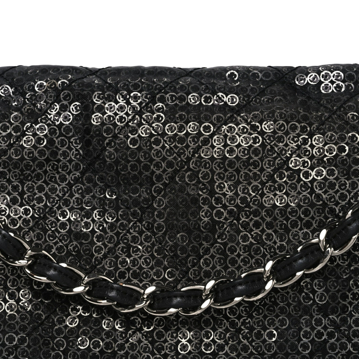 Hidden Sequin Maxi Flap Black