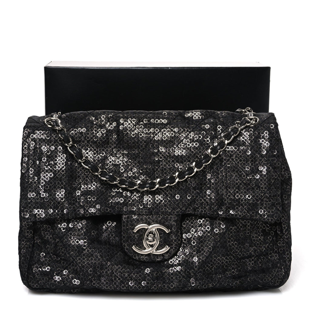 Hidden Sequin Maxi Flap Black