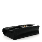 Iridescent Calfskin Small Happy Stitch Flap Black
