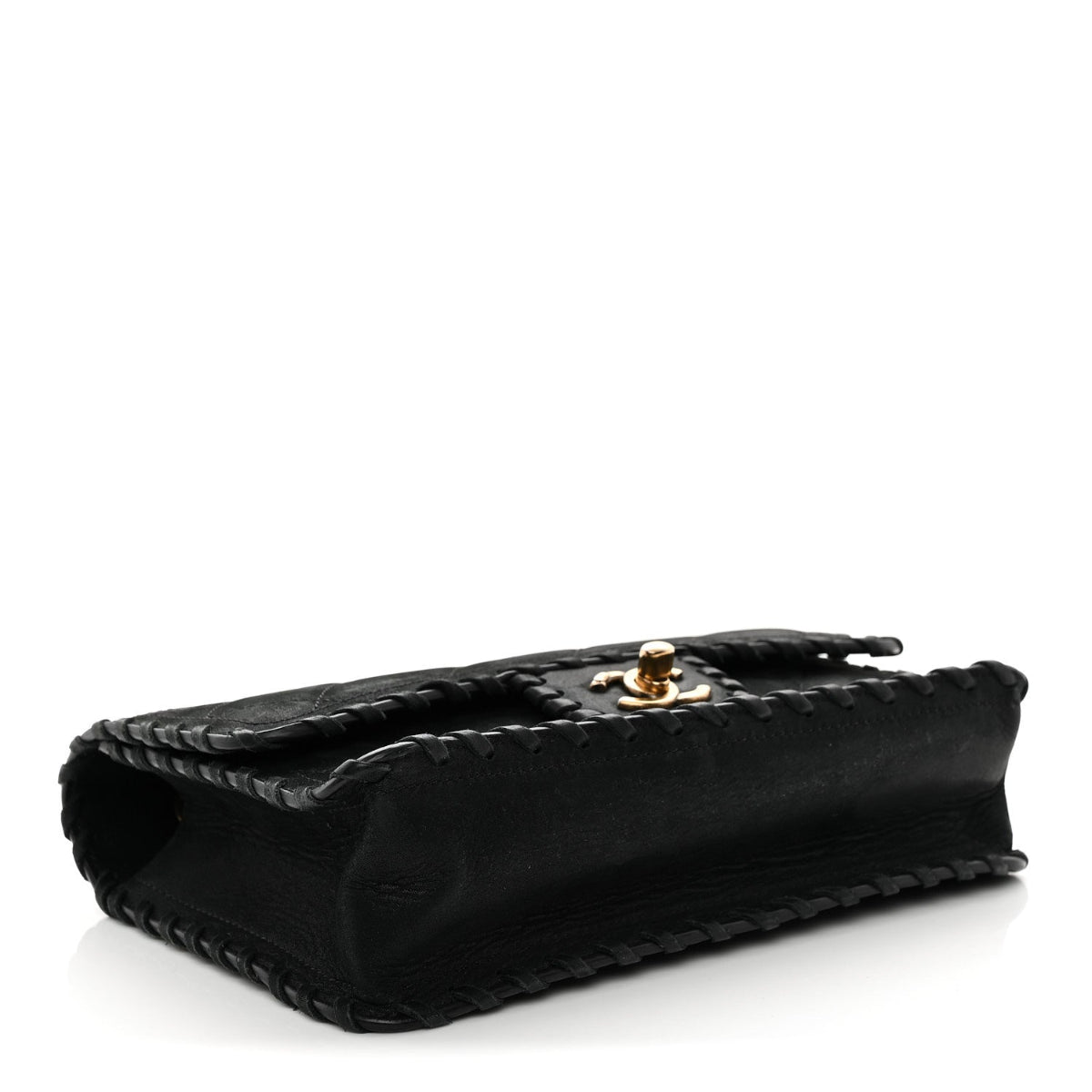 Iridescent Calfskin Small Happy Stitch Flap Black