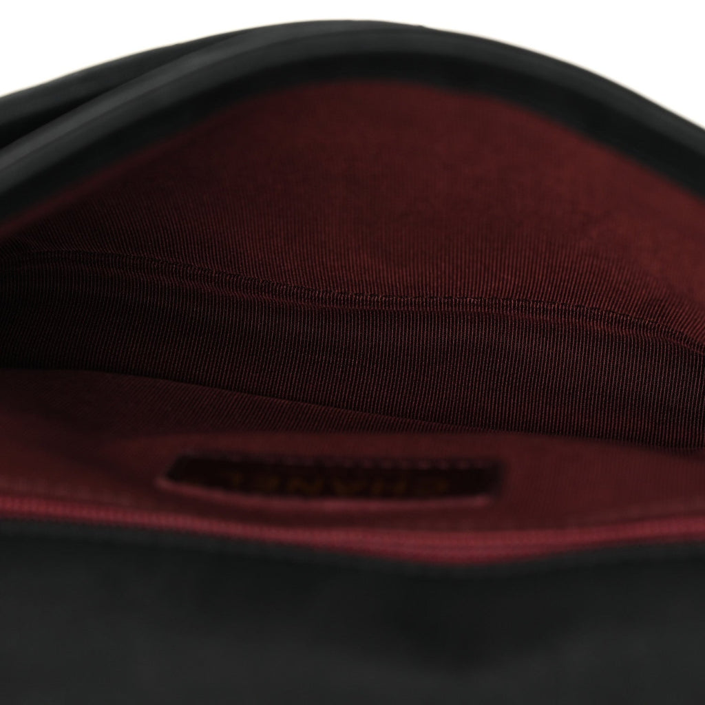 Iridescent Calfskin Small Happy Stitch Flap Black