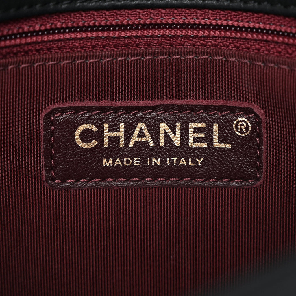 Iridescent Calfskin Small Happy Stitch Flap Black