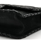 Iridescent Calfskin Small Happy Stitch Flap Black