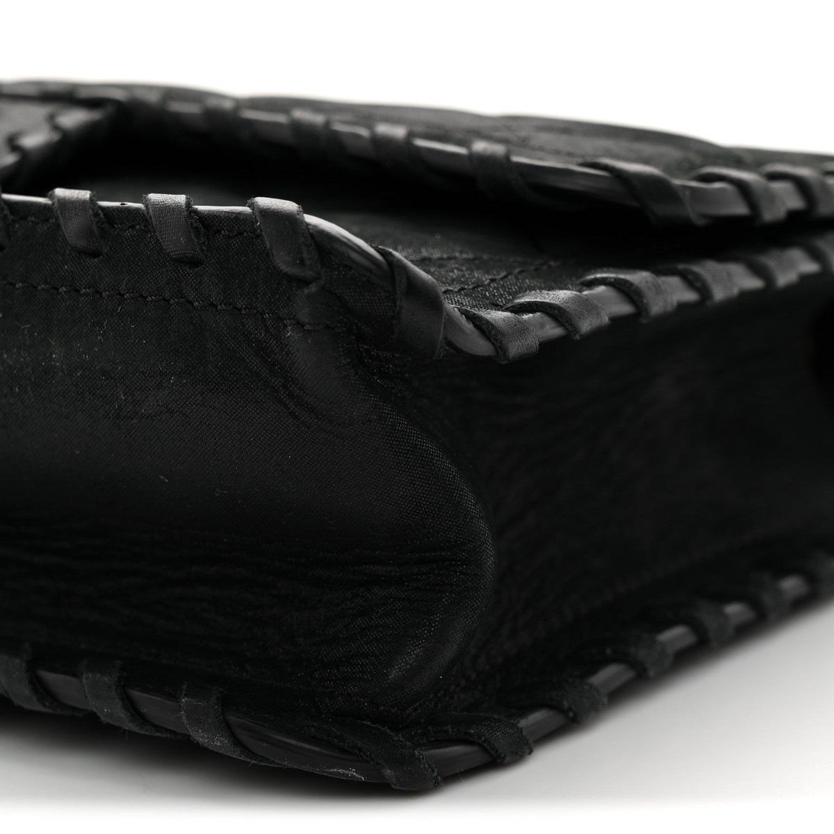 Iridescent Calfskin Small Happy Stitch Flap Black