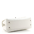 Iridescent Caviar Chevron Quilted Mini Coco Handle Flap White