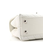 Iridescent Caviar Chevron Quilted Mini Coco Handle Flap White