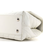 Iridescent Caviar Chevron Quilted Mini Coco Handle Flap White