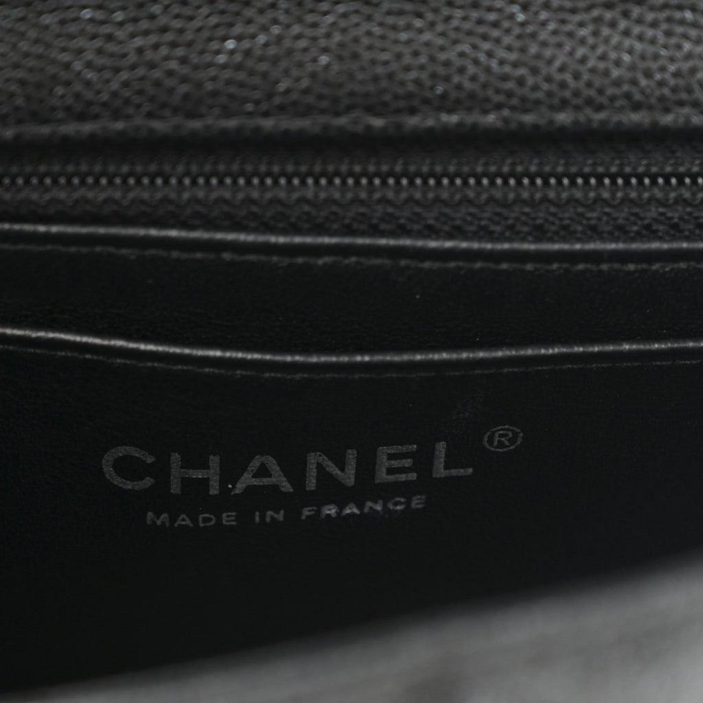 Iridescent Caviar Quilted Mini Rectangular Flap Black