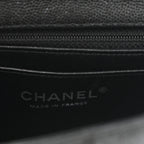 Iridescent Caviar Quilted Mini Rectangular Flap Black