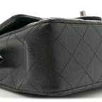 Iridescent Caviar Quilted Mini Rectangular Flap Black