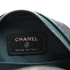 Iridescent Caviar Quilted Round Filigree Crossbody Dark Turquoise
