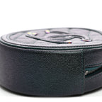 Iridescent Caviar Quilted Round Filigree Crossbody Dark Turquoise