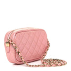 Iridescent Caviar Quilted Small Timeless Camera Case Pink