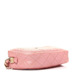 Iridescent Caviar Quilted Small Timeless Camera Case Pink