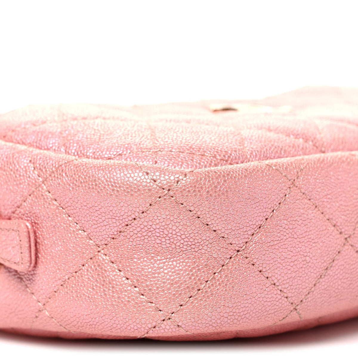 Iridescent Caviar Quilted Small Timeless Camera Case Pink