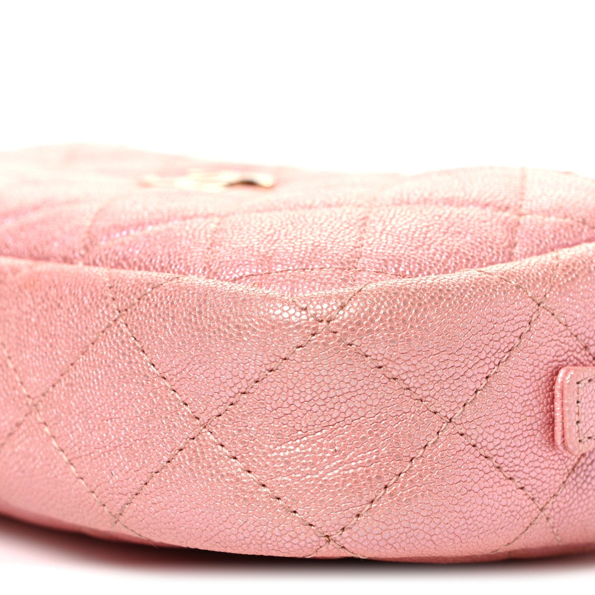Iridescent Caviar Quilted Small Timeless Camera Case Pink