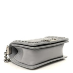 Iridescent Lambskin Quilted Small Chain Around Boy Flap Grey