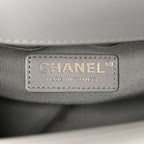 Iridescent Lambskin Quilted Small Chain Around Boy Flap Grey
