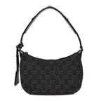 Jacquard Black Denim GG Monogram Horsebit Slim Small Shoulder Bag Black Grey