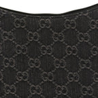 Jacquard Black Denim GG Monogram Horsebit Slim Small Shoulder Bag Black Grey