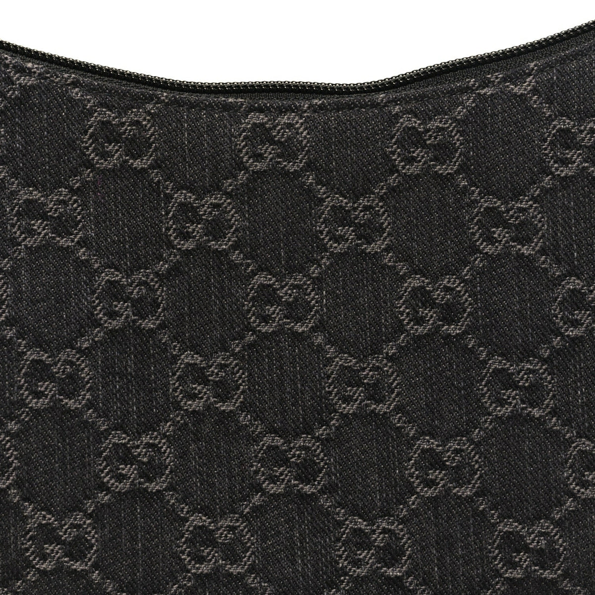 Jacquard Black Denim GG Monogram Horsebit Slim Small Shoulder Bag Black Grey