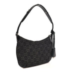 Jacquard Black Denim GG Monogram Horsebit Slim Small Shoulder Bag Black Grey