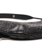Jacquard Black Denim GG Monogram Horsebit Slim Small Shoulder Bag Black Grey