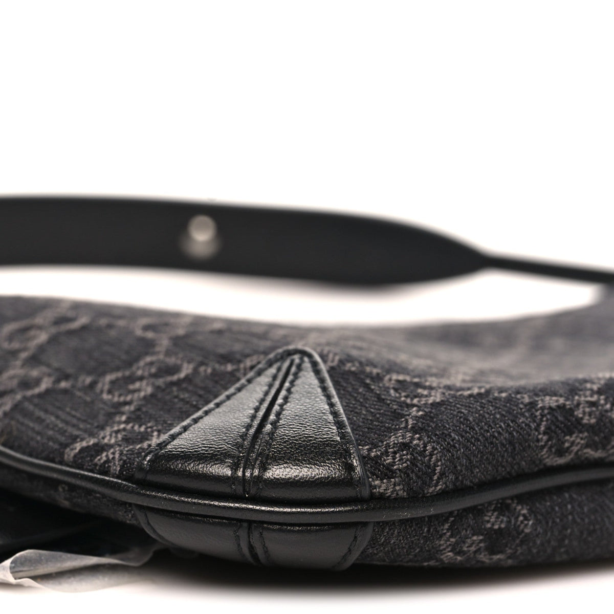 Jacquard Black Denim GG Monogram Horsebit Slim Small Shoulder Bag Black Grey