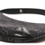 Jacquard Black Denim GG Monogram Horsebit Slim Small Shoulder Bag Black Grey