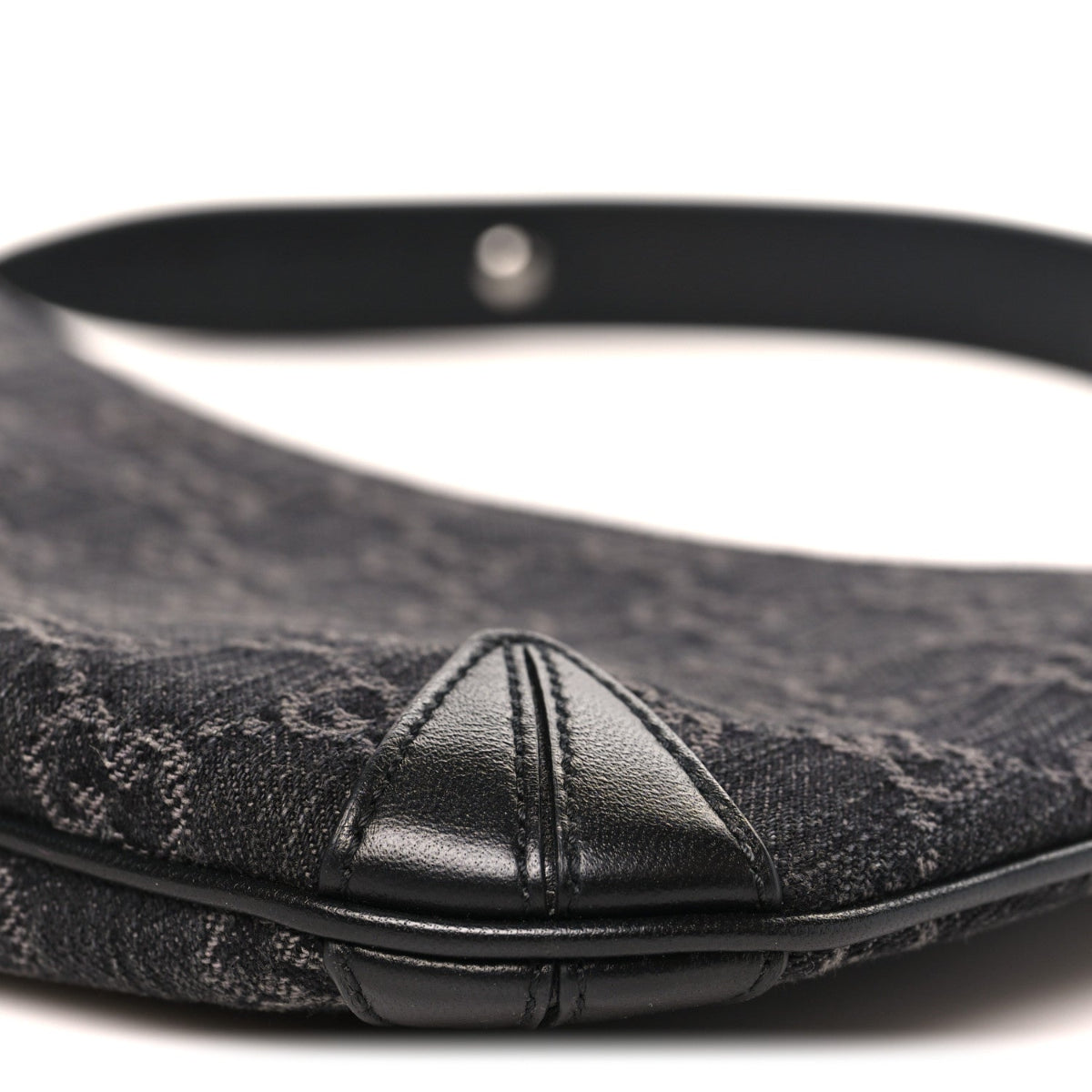 Jacquard Black Denim GG Monogram Horsebit Slim Small Shoulder Bag Black Grey