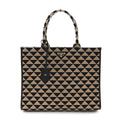 Jacquard Saffiano Triangolo Symbole Embroidered Large Tote Black Corda
