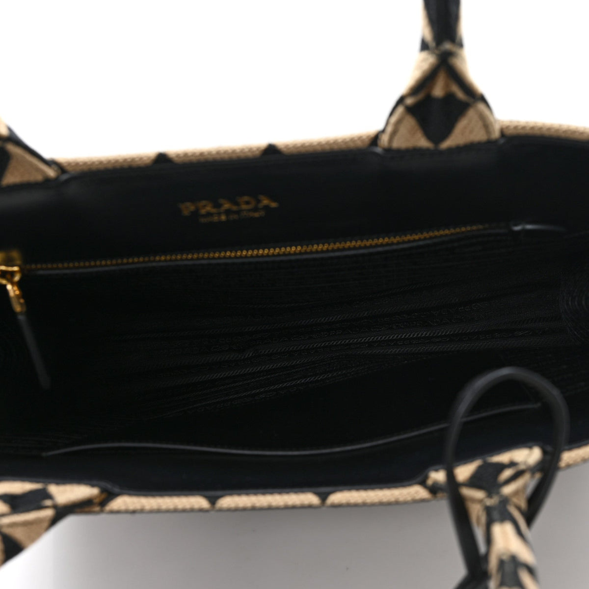 Jacquard Saffiano Triangolo Symbole Embroidered Large Tote Black Corda
