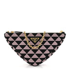 Jacquard Triangolo Symbole Embroidered Mini Triangle Bag Black Alabastro
