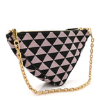 Jacquard Triangolo Symbole Embroidered Mini Triangle Bag Black Alabastro