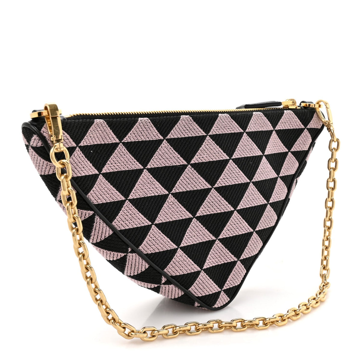 Jacquard Triangolo Symbole Embroidered Mini Triangle Bag Black Alabastro
