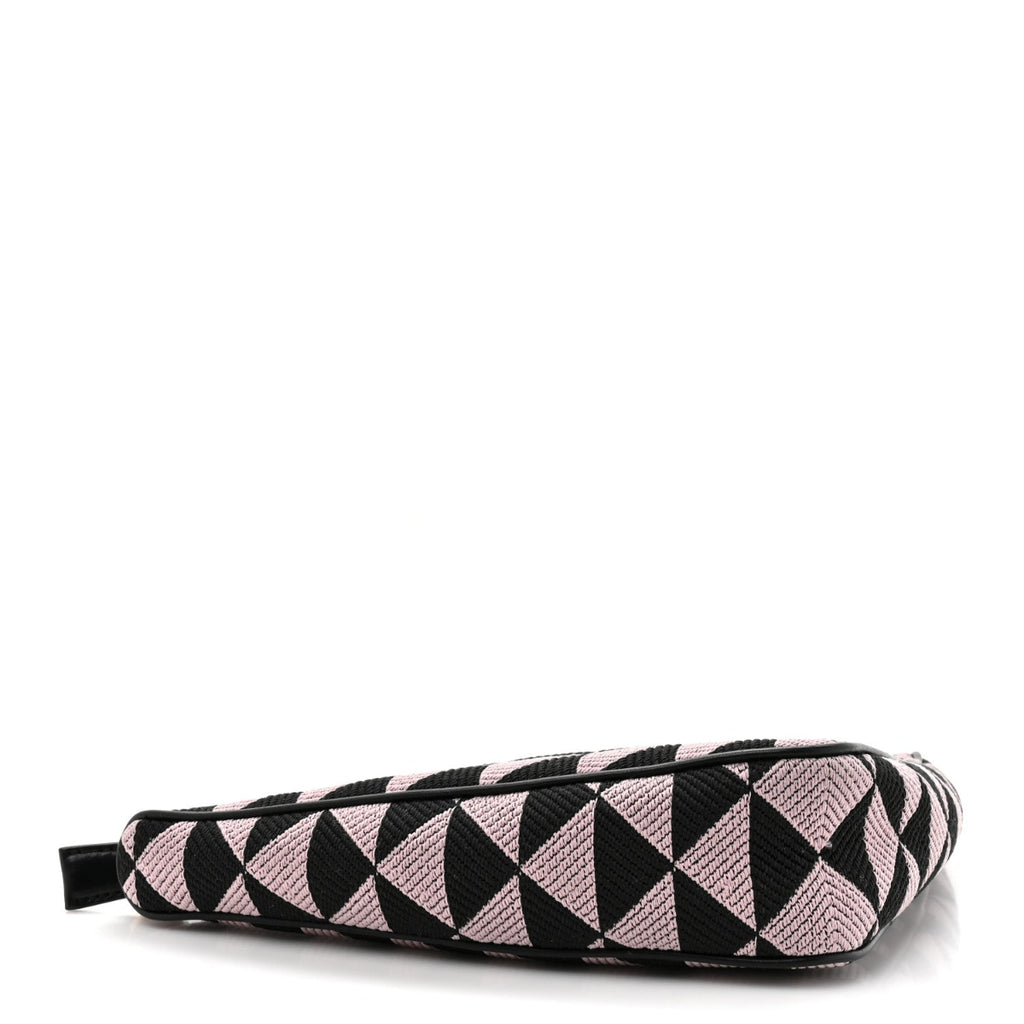 Jacquard Triangolo Symbole Embroidered Mini Triangle Bag Black Alabastro