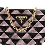Jacquard Triangolo Symbole Embroidered Mini Triangle Bag Black Alabastro