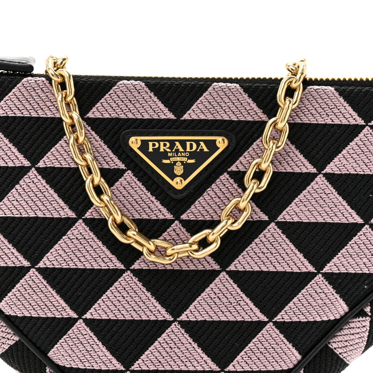Jacquard Triangolo Symbole Embroidered Mini Triangle Bag Black Alabastro