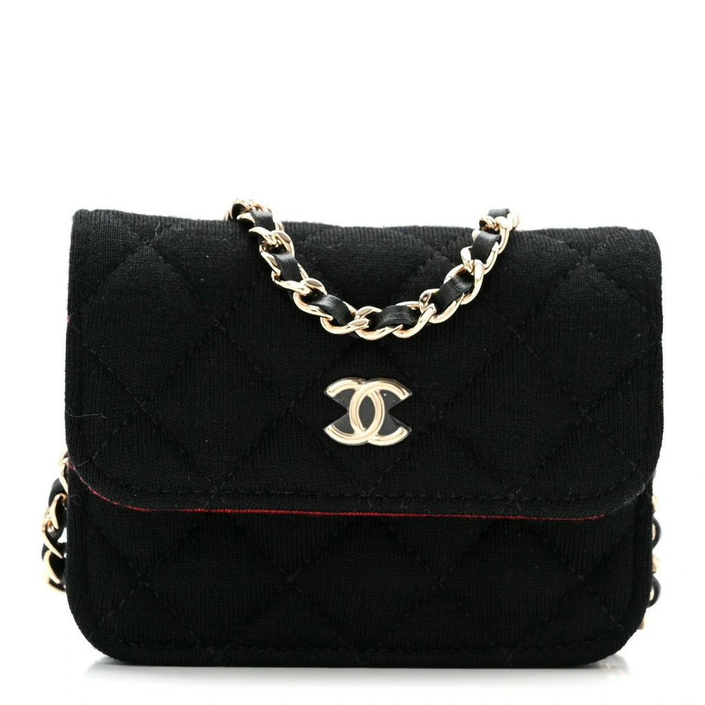 Jersey Quilted Micro Mini Flap Black