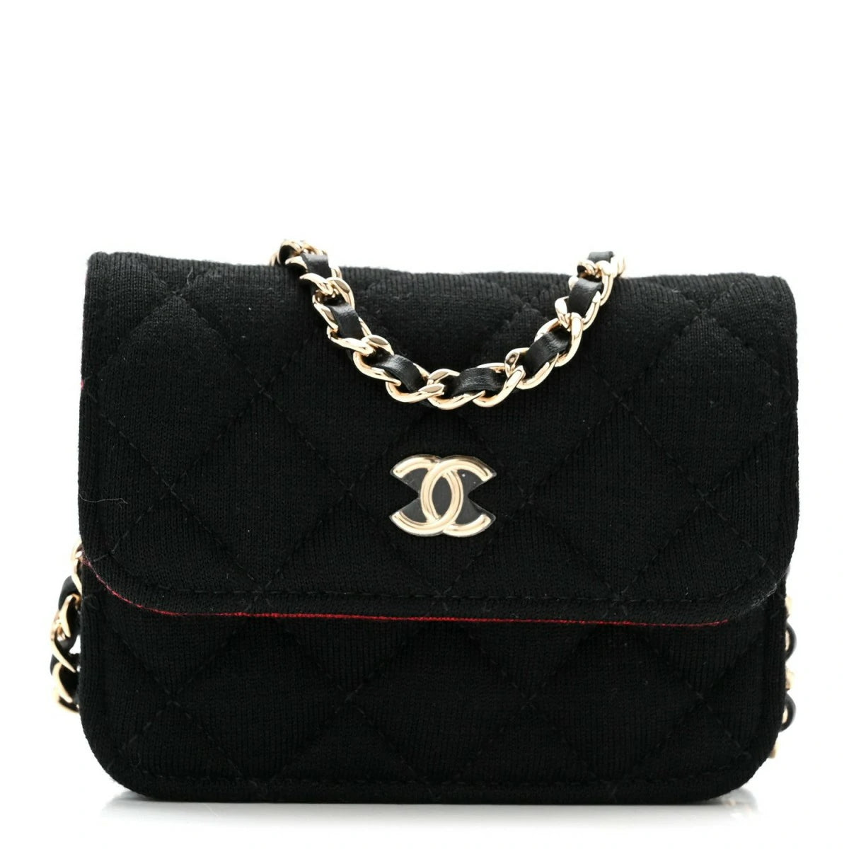 Jersey Quilted Micro Mini Flap Black