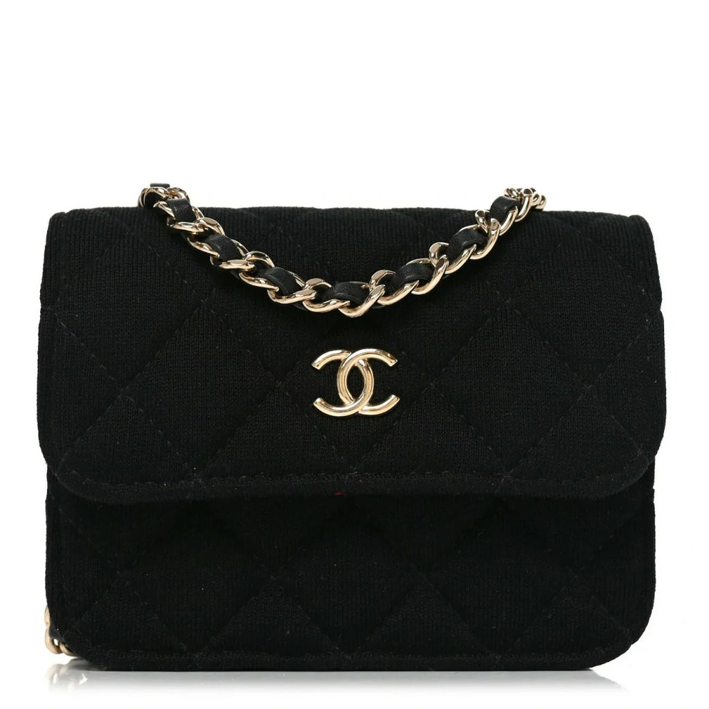 Jersey Quilted Micro Mini Flap Black