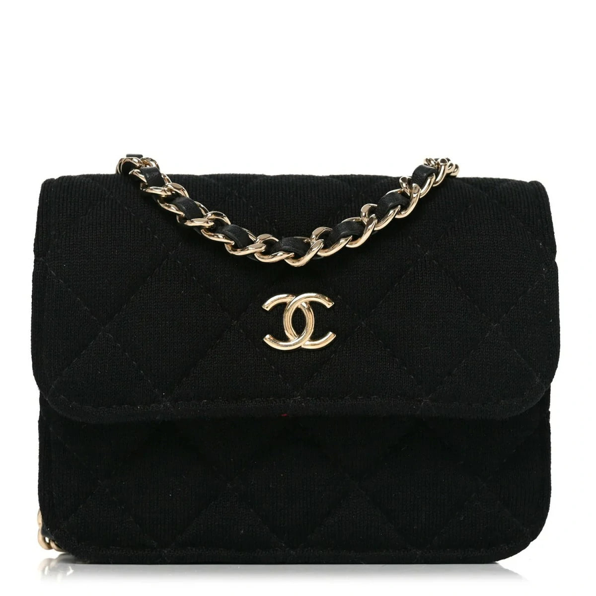 Jersey Quilted Micro Mini Flap Black