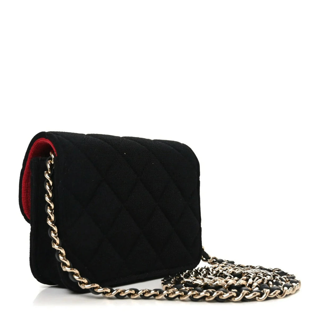 Jersey Quilted Micro Mini Flap Black