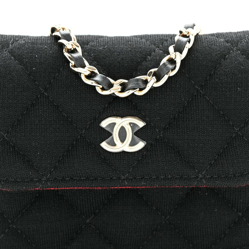 Jersey Quilted Micro Mini Flap Black